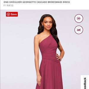David’s Bridal One-Shoulder Bridesmaids Dress (Georgette Cascade)